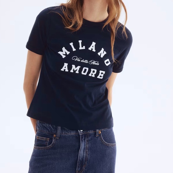 H&M Navy blue  Milano Amore T-Shirt - Picture 4 of 6